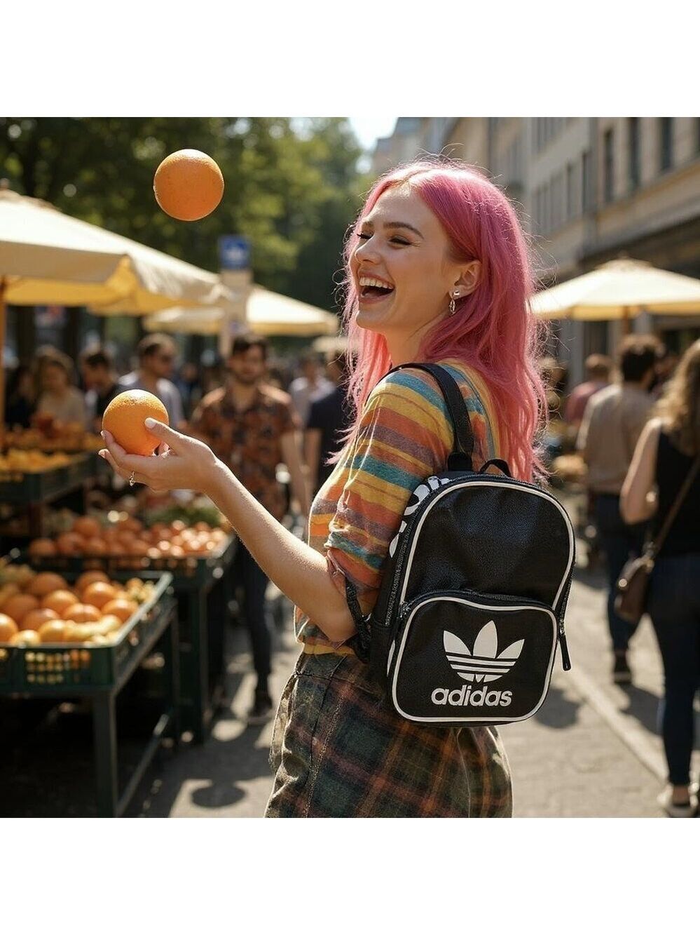 adidas Originals Black Mini Backpack Trefoil Logo Mini Backpack